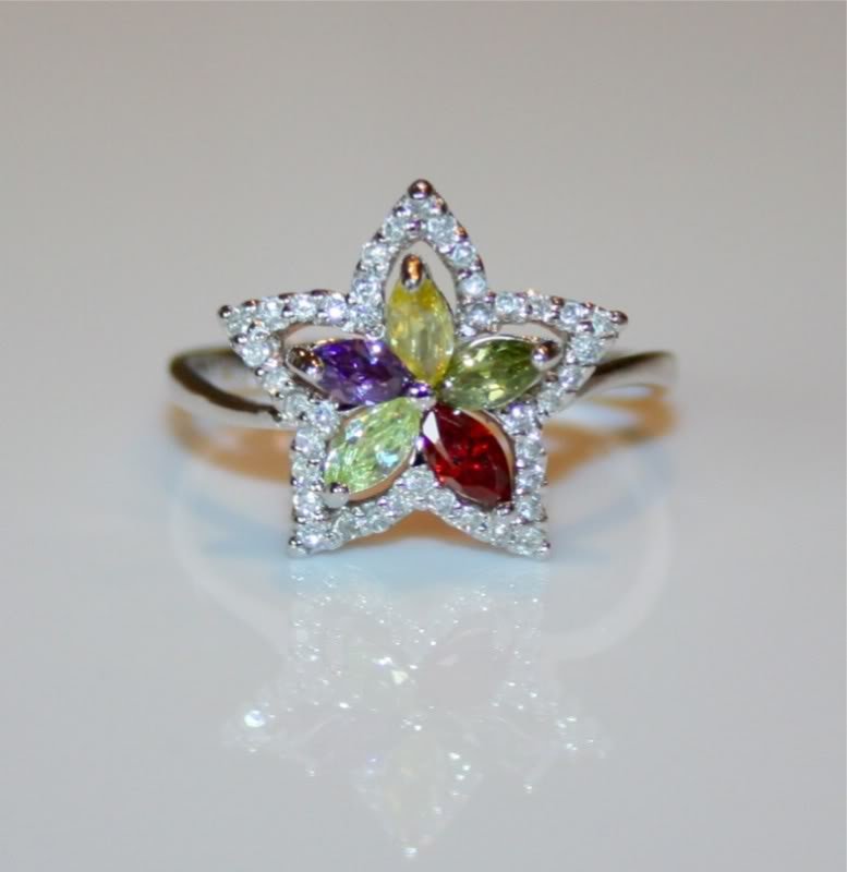 GORGEOUS STERLING SILVER MARQUISE CUT CZ RING SIZE O 1/2 US 7 1/4