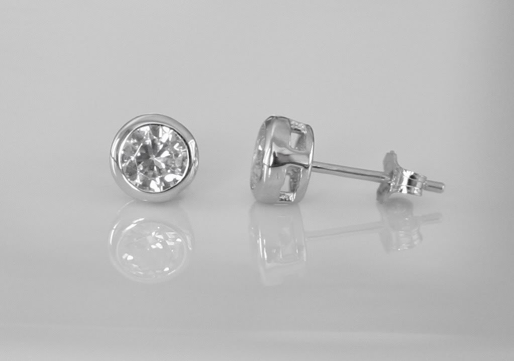 5MM 0.50CT SILVER BEZEL SET ROUND CZ SOLITAIRE EARRINGS