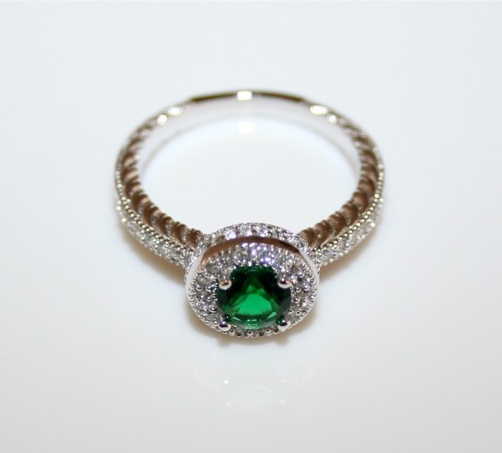 STERLING SILVER 5MM 0.50CT EMERALD CZ MICRO SET SOLITAIRE RINGÂ