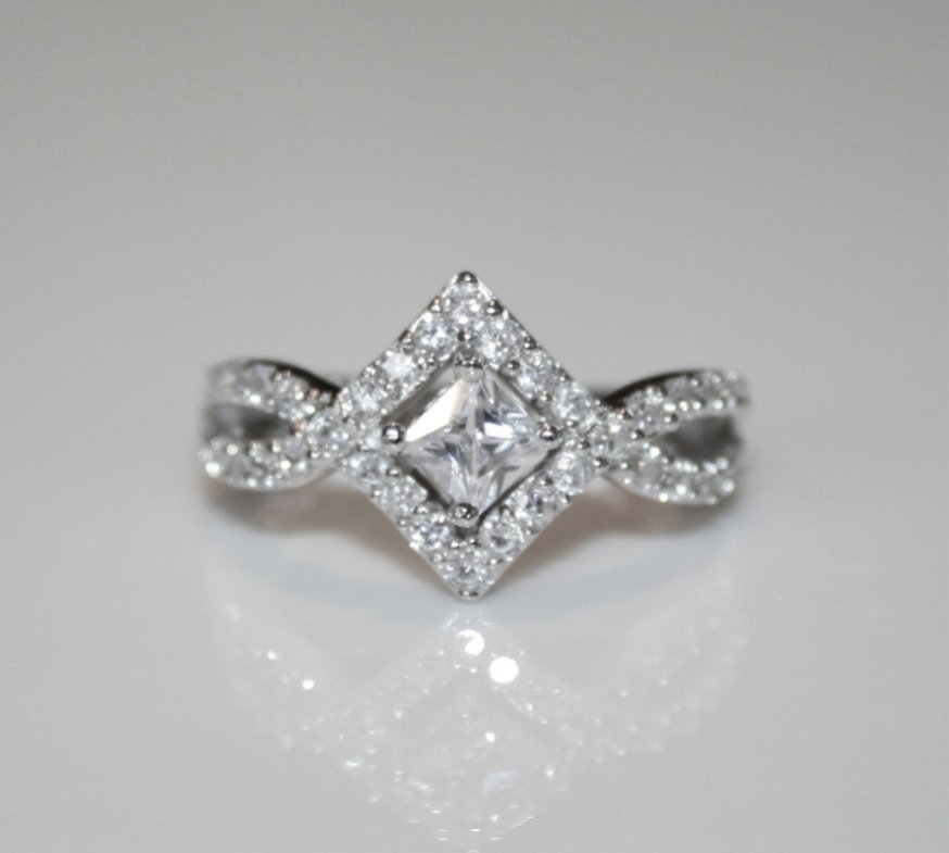 STERLING SILVER 4MM 0.30CT PRINCESS CUT CZ RING (SIZES J - R)