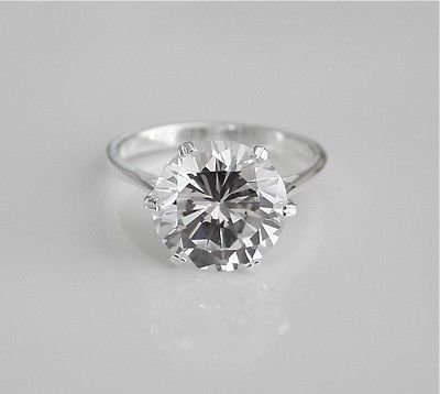 STUNNING STERLING SILVER 12MM 6.5CT ROUND CUT CZ SOLITAIRE RINGÂ