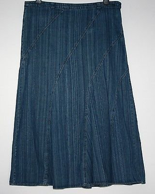 *BHS* LONG PANELED STRIPED DENIM SKIRT SIZE 16