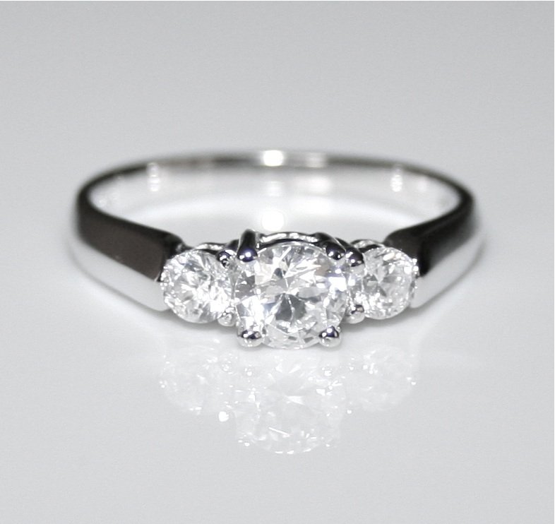 STERLING SILVER 5MM 0.50CT ROUND CUT CZ TRILOGY RINGÂ (SIZES J - R)