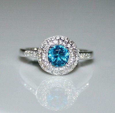 STERLING SILVER 5MM 0.50CT LONDON BLUE TOPAZ CZ SOLITAIRE RING SIZE N