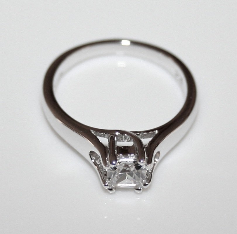 STERLING SILVER 4.5MM 0.40CT PRINCESS CUT CZ SOLITAIRE RINGÂ