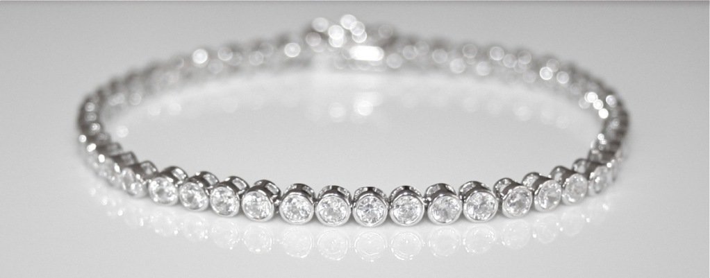 3MM STERLING SILVER BEZEL SET ROUND CUT CZ TENNIS BRACELET