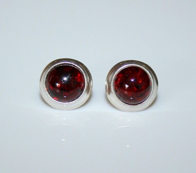 11MM 925 STERLING SILVER DARK AMBER BEZEL SET EARRINGS