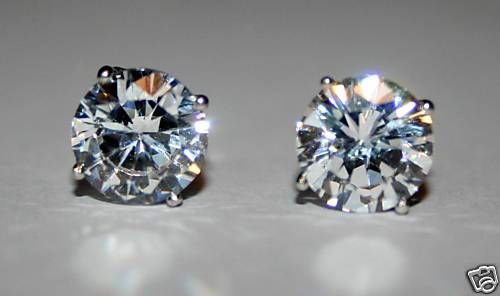 6MM 0.75CT STERLING SILVER ROUND CZ SOLITAIRE EARRINGS