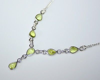 HANDCRAFTED STERLING SILVER CABOCHON PERIDOT DROP NECKLACE