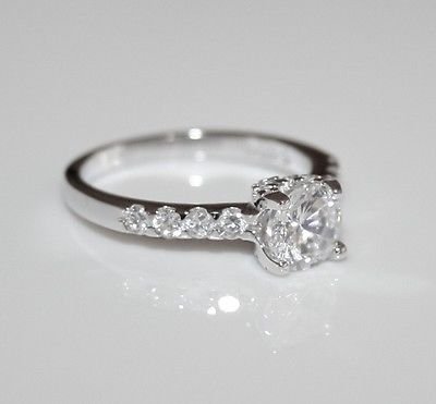 STERLING SILVER 6.6MM 1CT CZ SOLITAIRE RING SIZE R *IMPERFECT*
