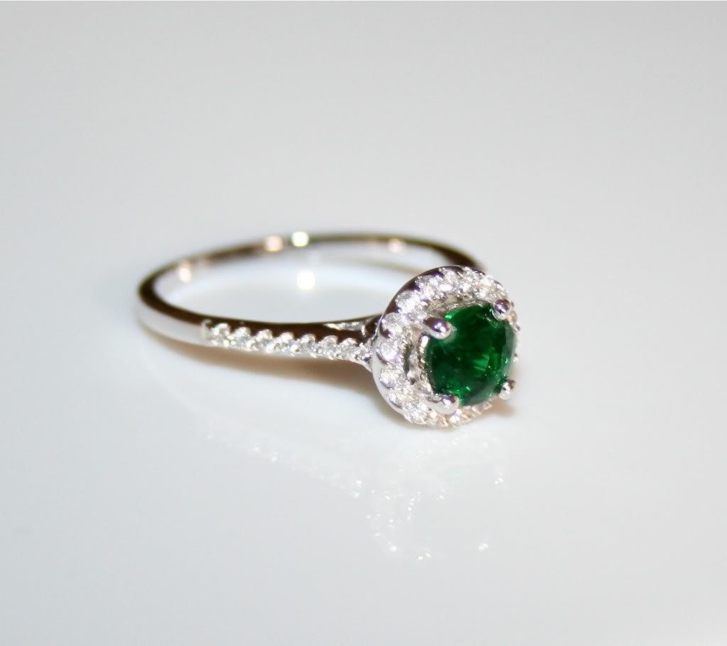 Sterling Silver 5mm 0.50ct Emerald CZ Micro Set Solitaire Ring