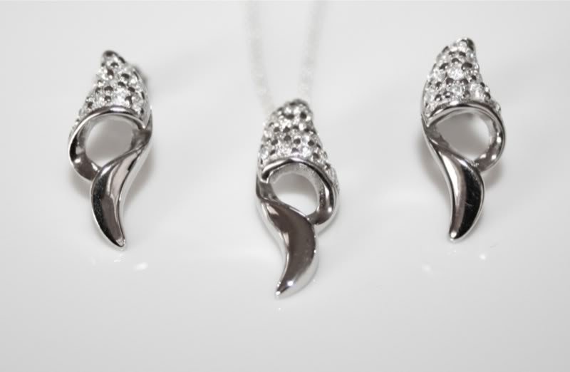 STERLING SILVER PAVE SET CZ PENDANT AND EARRING SET