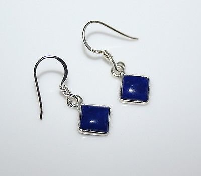 HANDCRAFTED STERLING SILVER 7MM LAPIZ GEMSTONE SMALL DROP EARRINGS