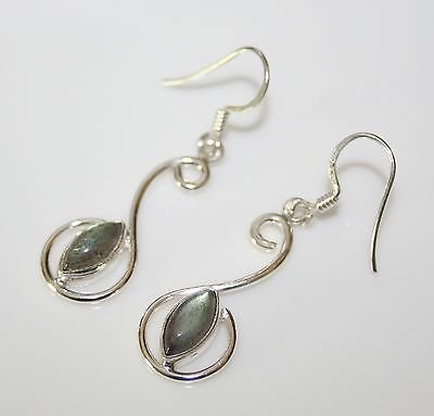 HANDCRAFTED PRETTY STERLING SILVER LABRADORITE DROP EARRINGSÂ