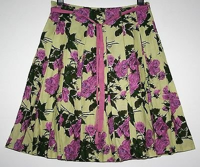 *PHASE 8* PRETTY FLORAL LINEN MIX INVERTED PLEAT SKIRT SIZE 12