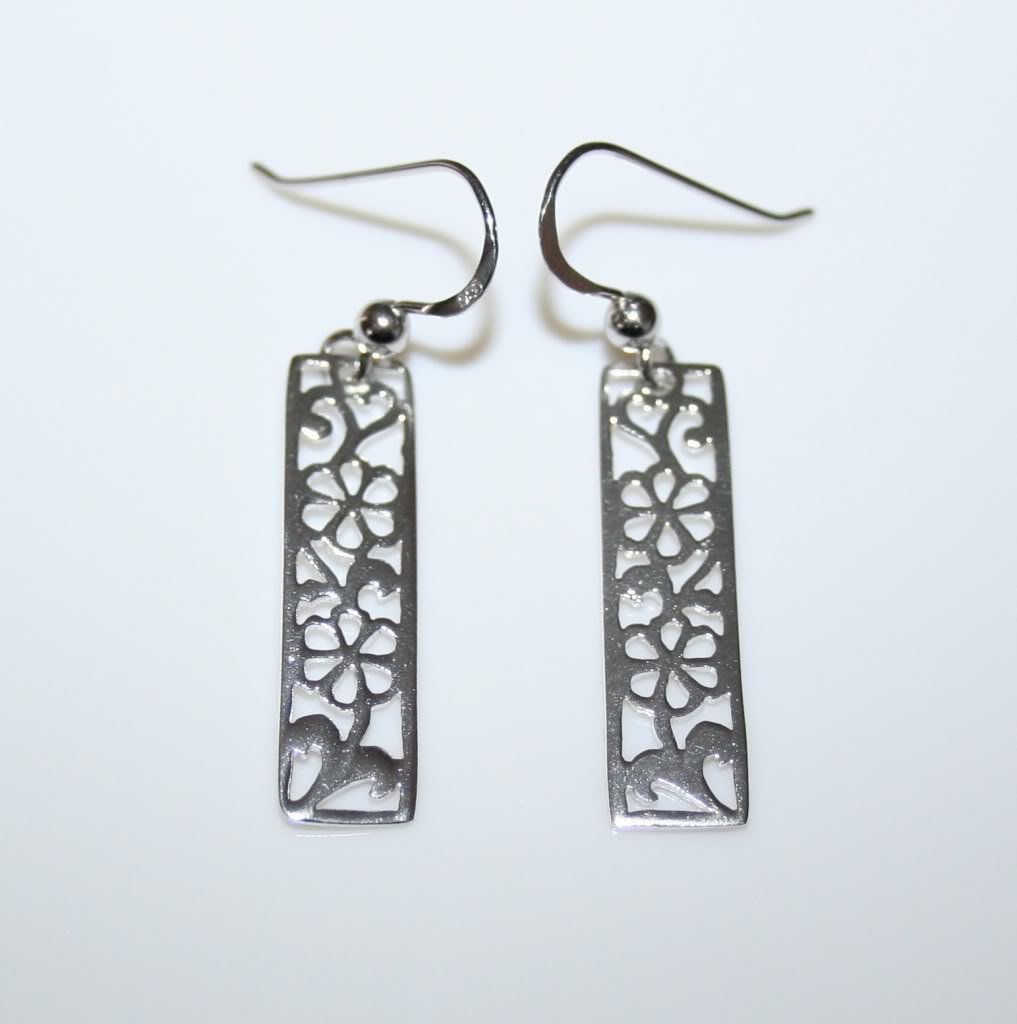 STERLING SILVER FILIGREE FLOWER DROP EARRINGS