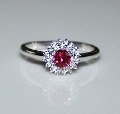 STERLING SILVER 4MM 0.25CT RUBY CZ SOLITAIRE RING SIZE UK O US 7 Â