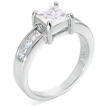 STERLING SILVER 6MM 1.3CT PRINCESS CUT CZ SOLITAIRE RING (SIZES N - P)