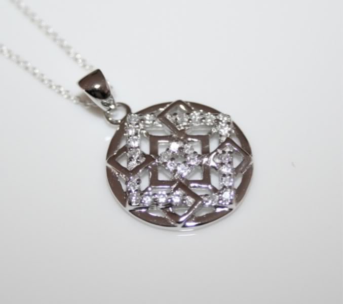 GORGEOUS STERLING SILVER PAVE CZ KNOTWORK PENDANT & CHAINÂ