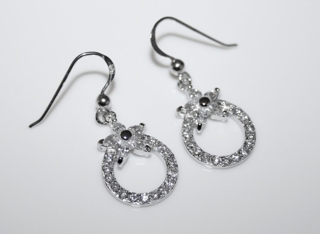 STERLING SILVER MARQUISE CUT CZ FLOWER CLUSTER DROP EARRINGS Â