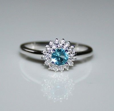 STERLING SILVER 4MM 0.25CT BLUE TOPAZ CZ SOLITAIRE RING SIZE UK O US 7