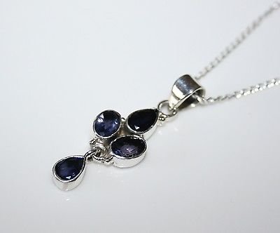 HANDCRAFTED STERLING SILVER Â FACETED IOLITE GEMSTONE PENDANT & CHAIN