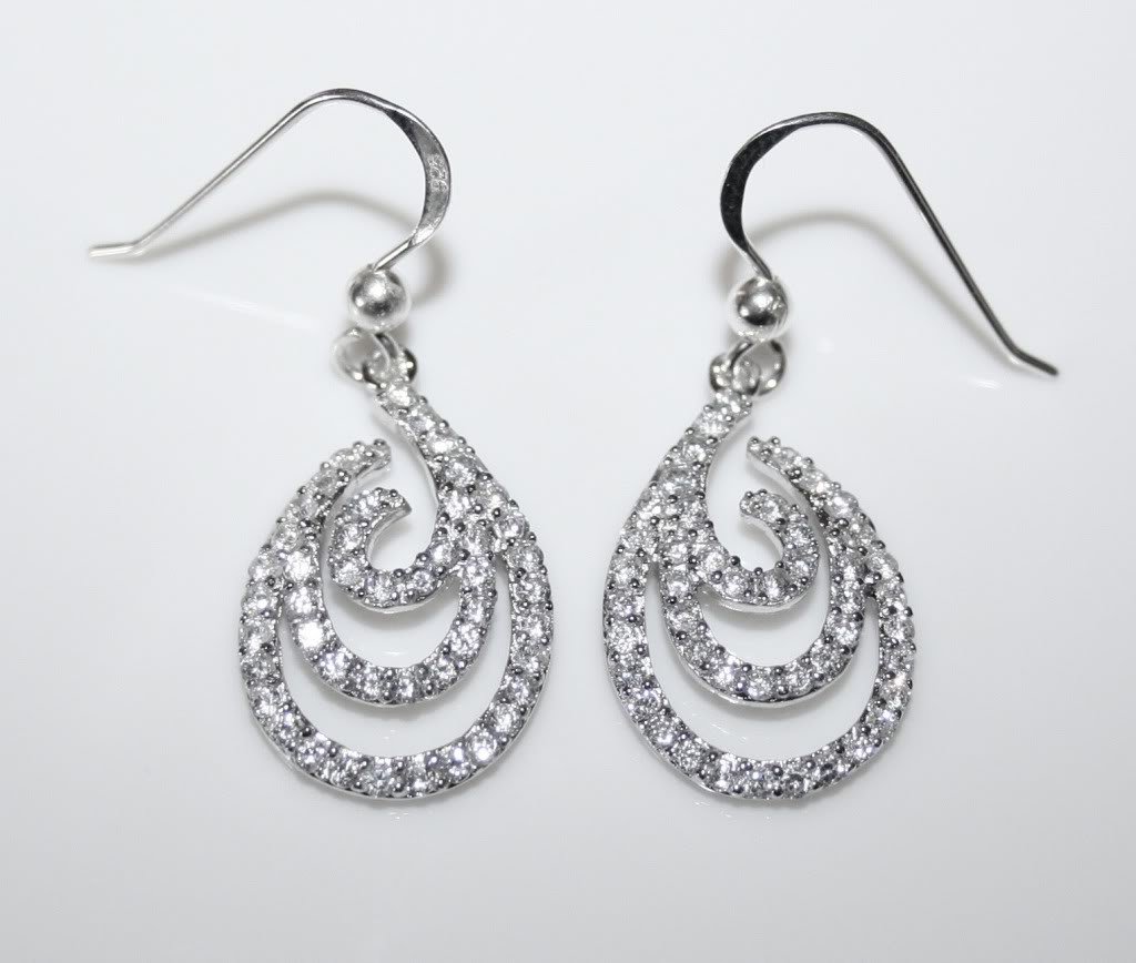 STERLING SILVER CZ SWIRL DROP EARRINGS Â Â
