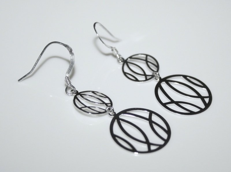 925 STERLING SILVER FILIGREE CIRCLE DROP EARRINGS