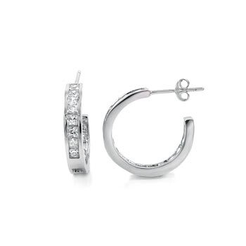 18MM STERLING SILVER INSIDE/OUTSIDE SQUARE CZ EARRINGS