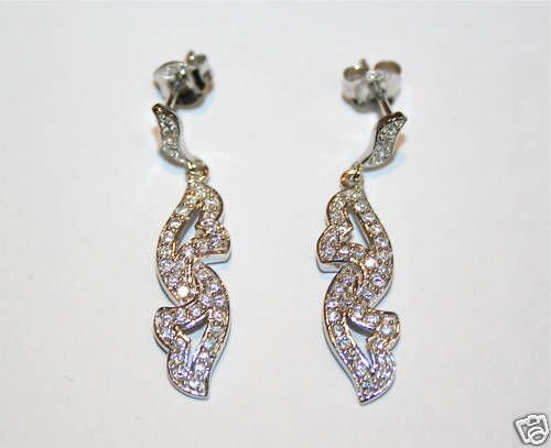 GORGEOUS STERLING SILVER ROUND CUT CZ DROP EARRINGS