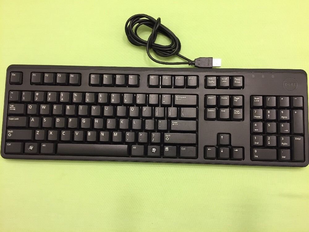Genuine OEM Dell KB212-B USB Wired Quiet Key Keyboard 01HF2Y Black 104-Key