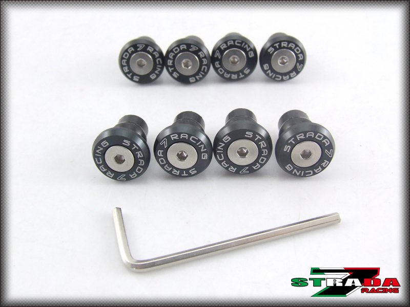 Strada 7 Racing CNC Windscreen Bolts M5 Wellnuts Set Kawasaki ZX1100 ZX-11 Black
