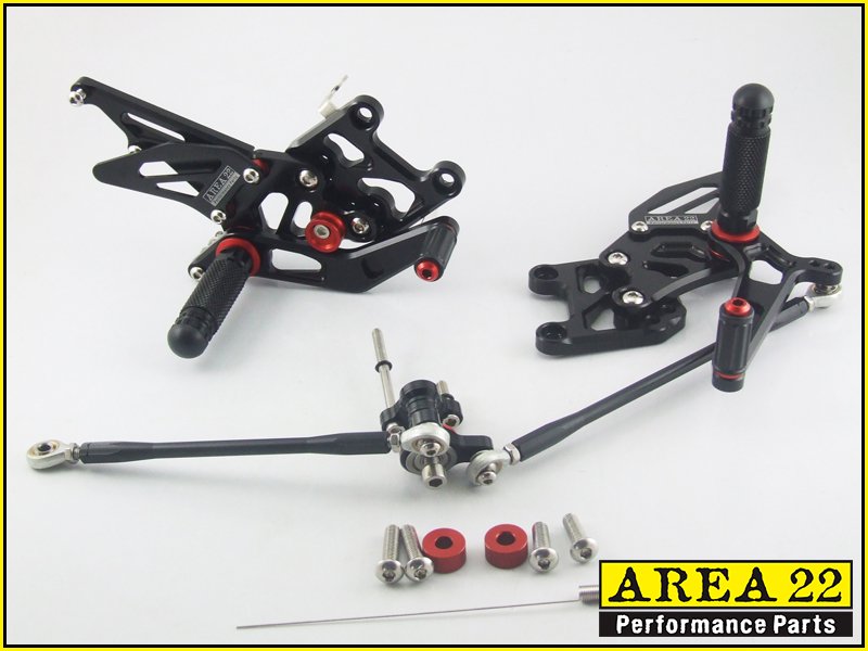 2007-2013 Honda CBR600RR Area 22 CNC Adjustable Rear Sets Footpeg Black Rearsets