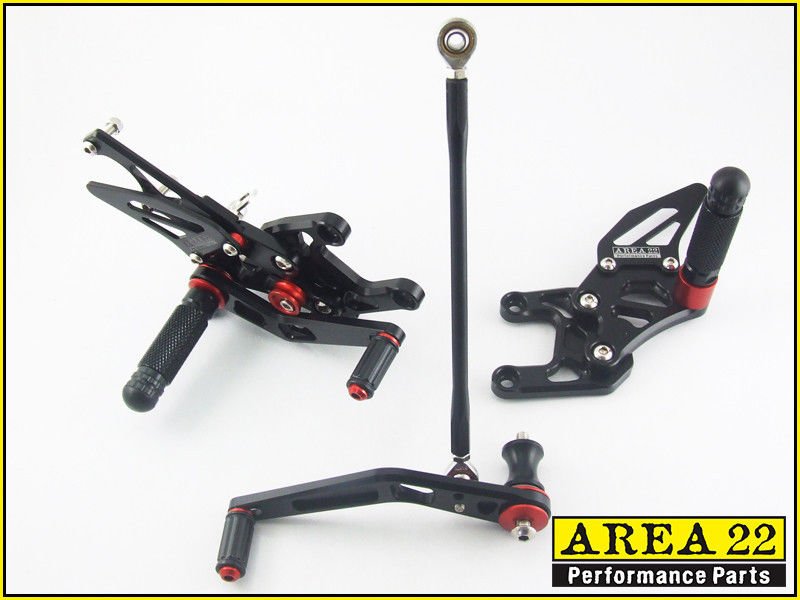 2008-2013 Honda CBR1000RR Area 22 Adjustable Rear Sets Footpegs Black Rearsets