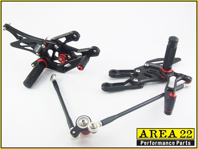 2003-2006 Honda CBR600RR Area 22 CNC Adjustable Rear Sets Footpeg Black Rearsets