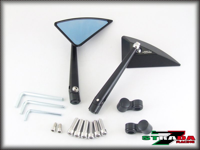Strada 7 CNC Black Triangle Handle Bar Mirrors BMW K1300 S / R / GT 2009 - 2015