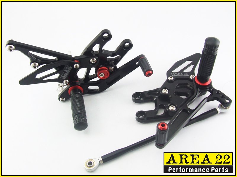 2004-2005 Kawasaki Ninja ZX-10R Area 22 Adjustable Rear Sets Black Rearset ZX10R