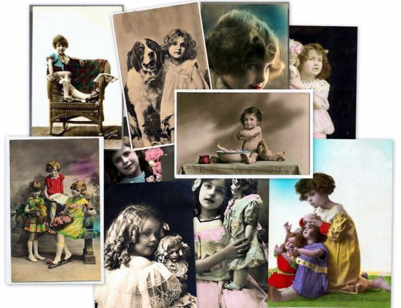 CD 1000 Vintage Victorian CHILDREN PHOTOS kids postcards boys girls potraits