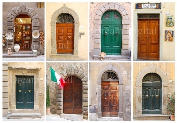 Old Doors Digital Collage Sheet ACEO, Gift Tag Background, Scrapbooking, Tags