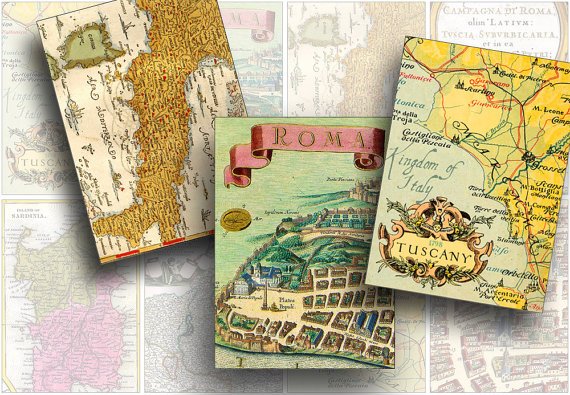 Antique Maps ATC Digital Background Printable Collage Sheet