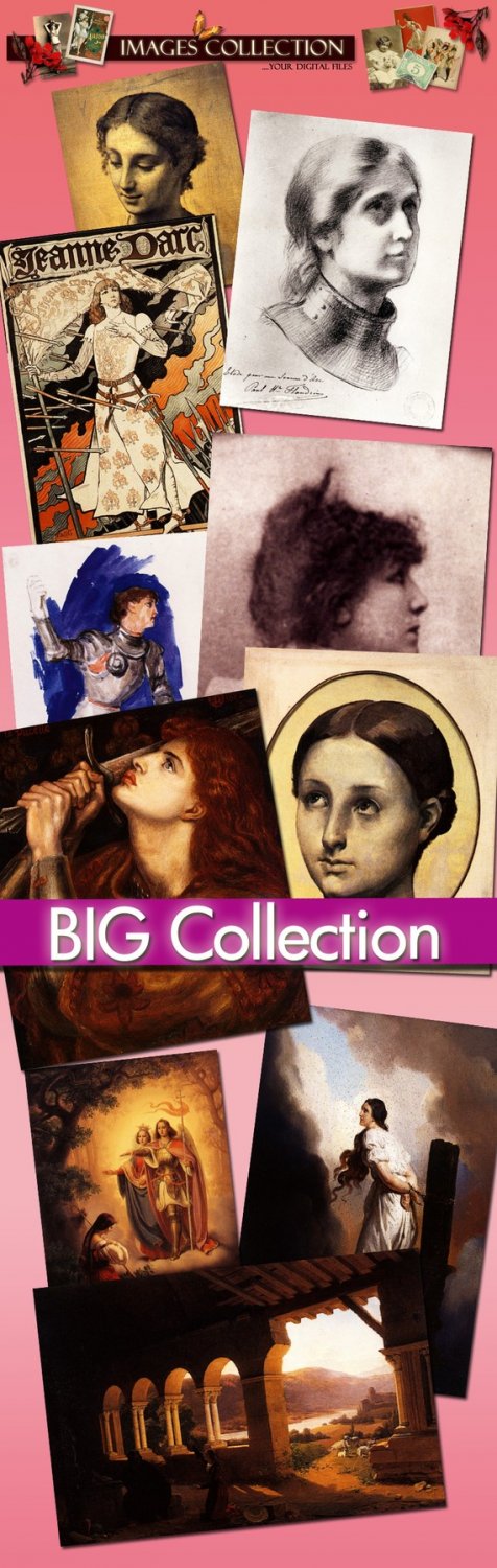 Jeanne D'Arc 140 files jpeg printable, scrap cards labels jewellery decoupage