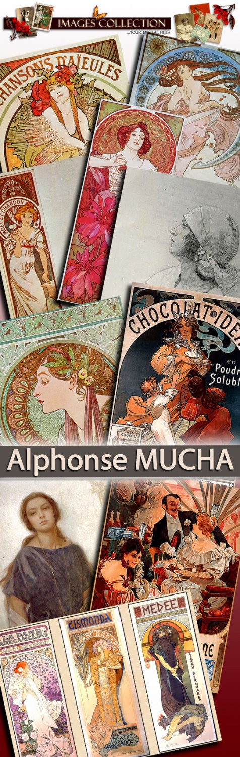 Alphonse MUCHA-art deco paris 1900 painting Czech Art Nouveau painter decorative artist original