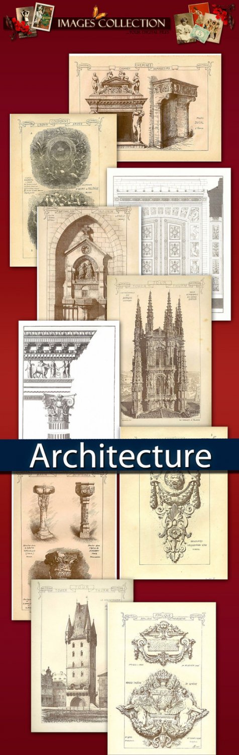 Digital collection Antique Architecture - cards decorative