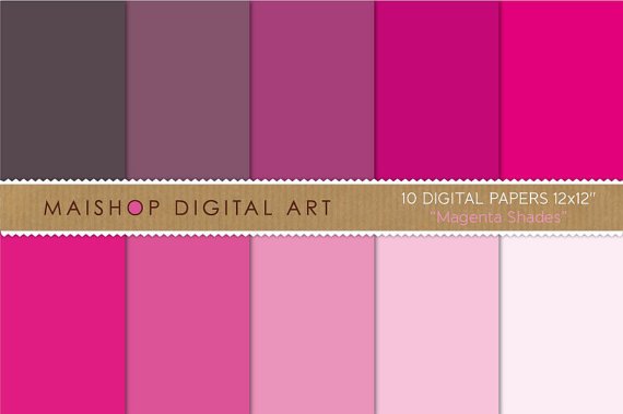 Solid Color Digital Paper - Magenta Shades