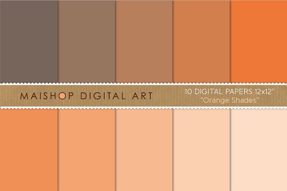 Solid Color Digital Paper - Orange Shades