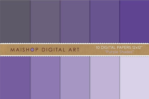 Solid Color Digital Paper - Purple Shades