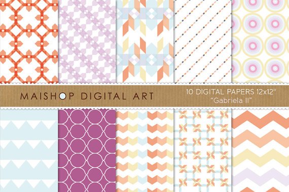 Digital Paper-Gabriela II-Geometric,Chevron,Stripes,Triangles,Abstract print Backgrounds