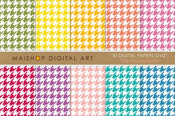 Digital Paper-Big Houndstooth-Patterned Digital Img. for ScrapbookingPrinting
