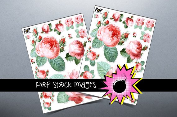 Victorian Roses Digital print Sticker Sheet-Print StickersingAltered ArtCards
