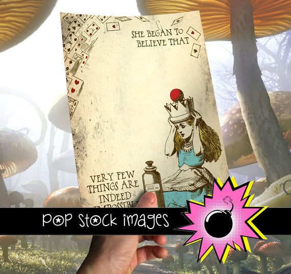 Alice in Wonderlprint Digital Paper/You Print It Digital Scrapbook or Journal Paper